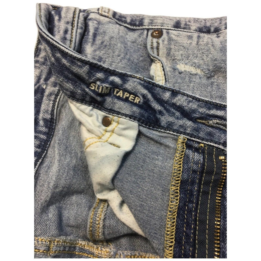American Eagle Mens Size 38 Flex Slim Taper Distressed Stone Wash Denim Blue - Picture 11 of 14